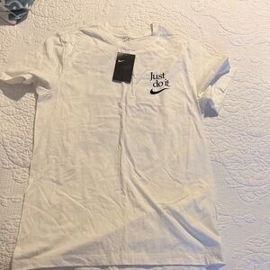 Nike White Tee with Black and Red Graphic